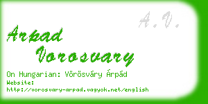 arpad vorosvary business card